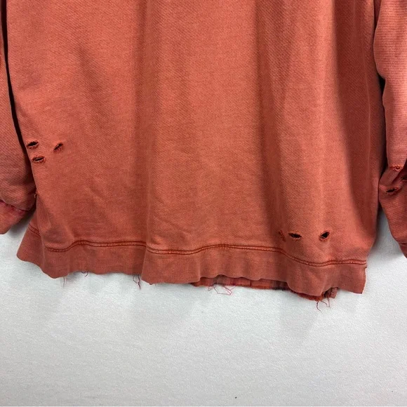 Free People Jackson Wyoming Sweatshirt Size M Oversized Flannel Back Rust/Orange - Picture 4 of 11